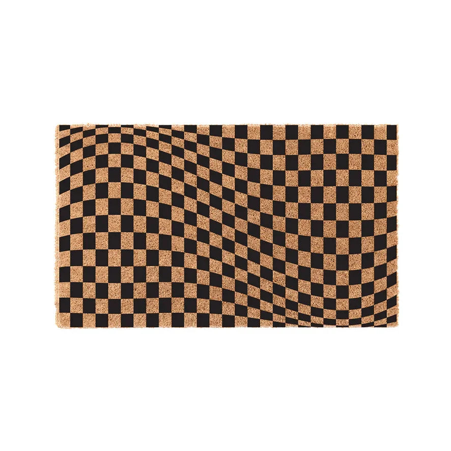 Geo Check Wave Coir Doormat Door Mats