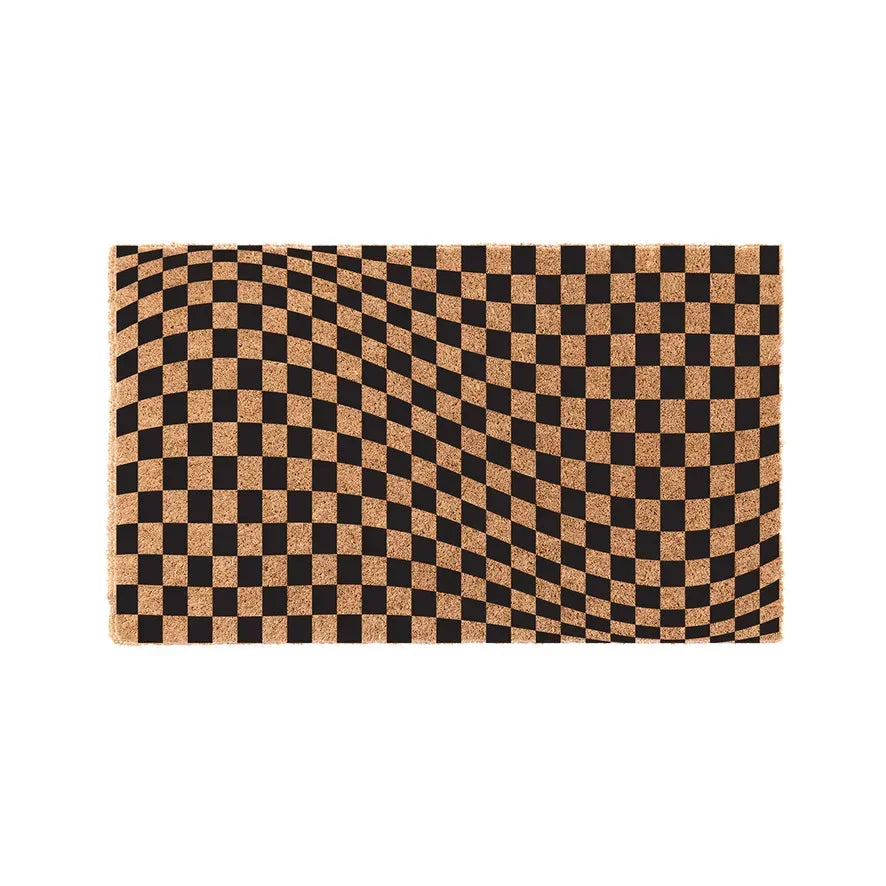 Geo Check Wave Coir Doormat Door Mats