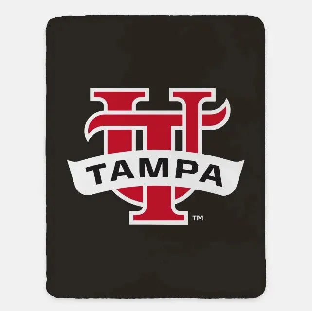 University of Tampa Blanket XL 60x80 UTampa Banner Black Throw Blankets