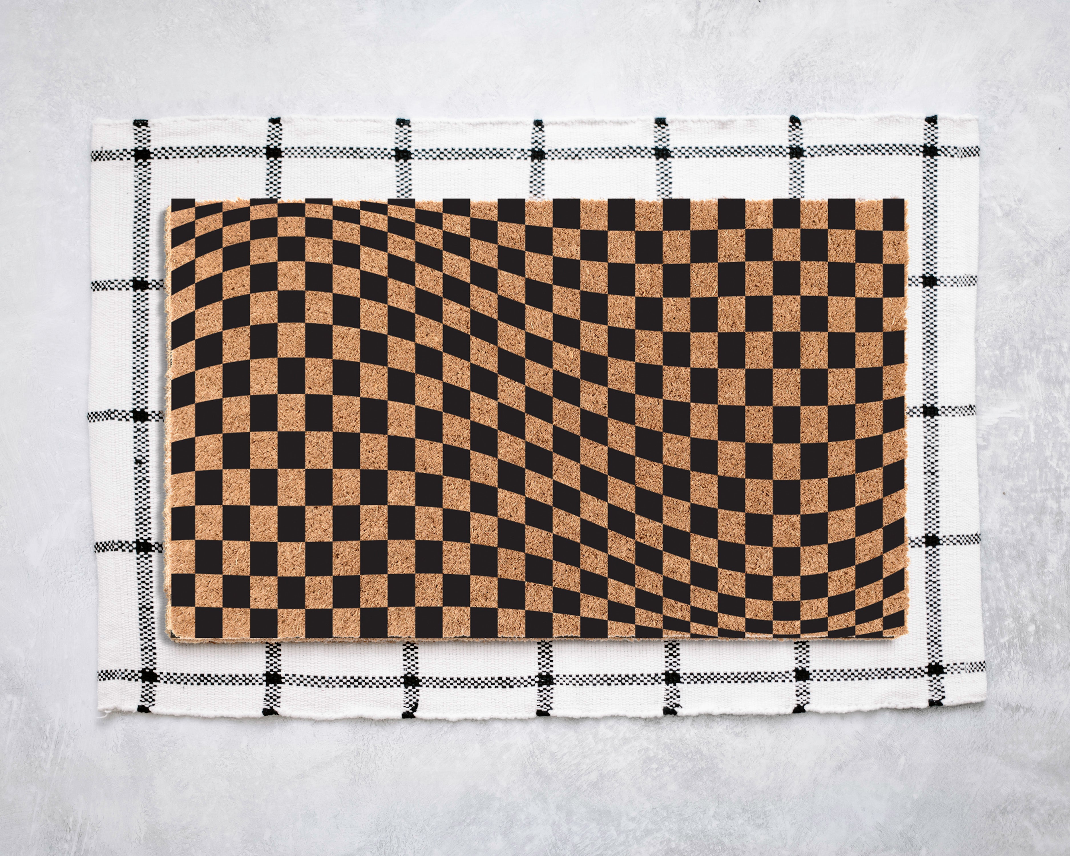 Geo Check Wave Coir Doormat Door Mats