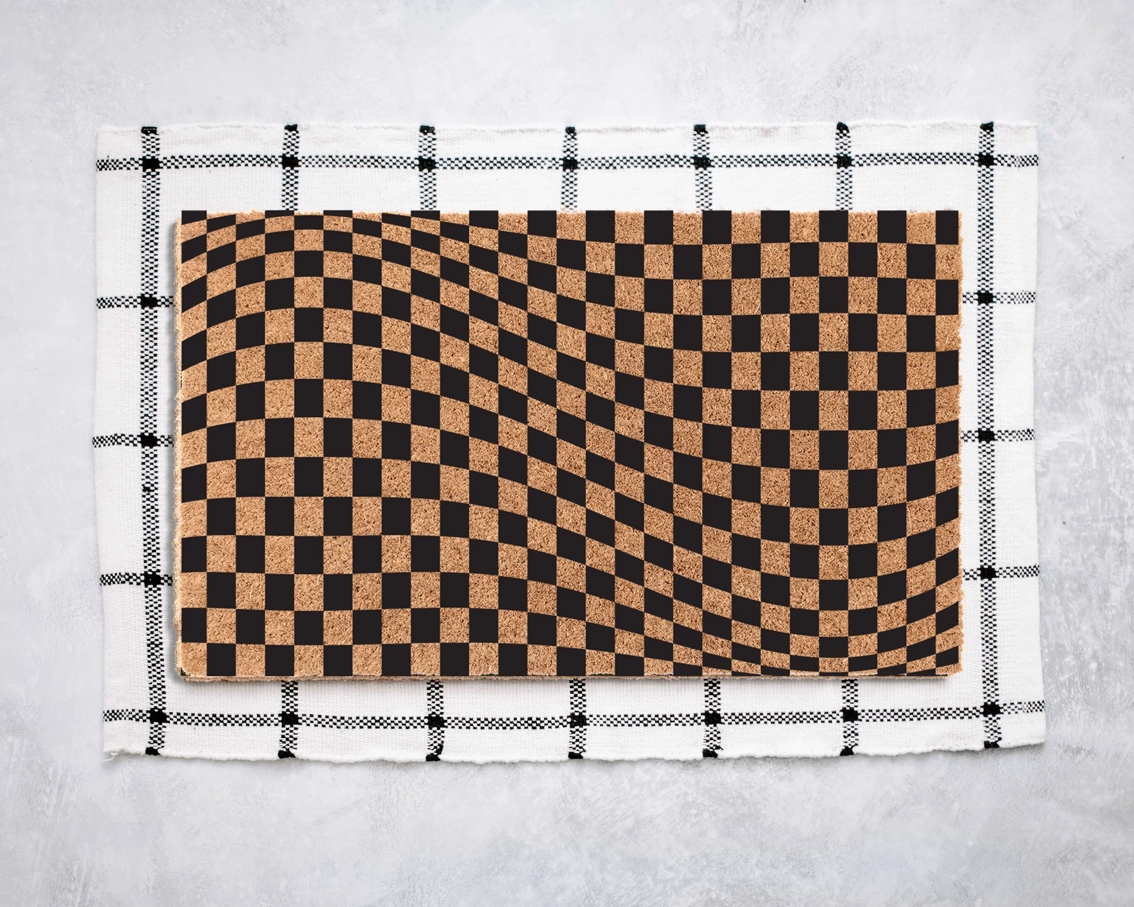 Geo Check Wave Coir Doormat Door Mats