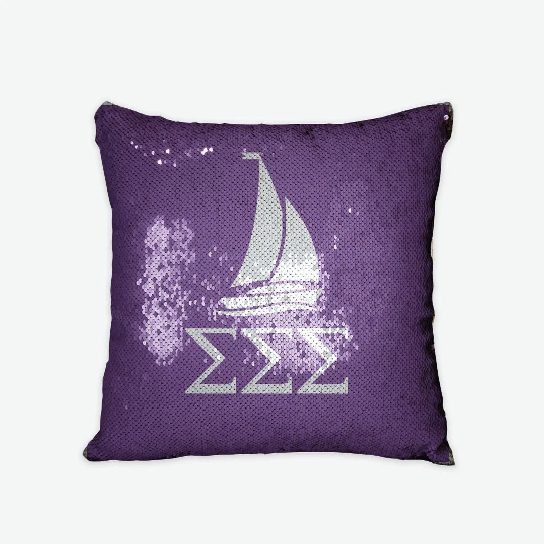 Tri Sigma Sequin Pillow Cover Greek Letters | Sigma Sigma Sigma