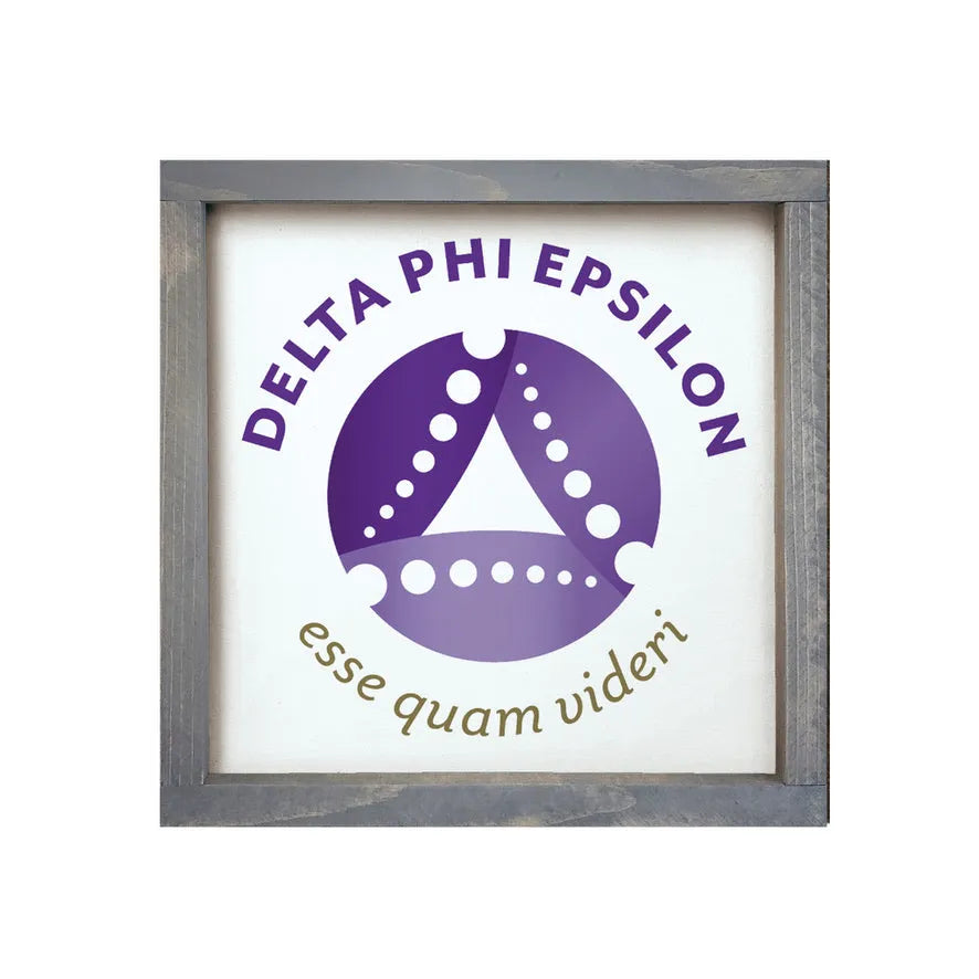 Delta Phi Epsilon 12x12 Wood Framed Sign Weathered Gray Wall Art & Signs