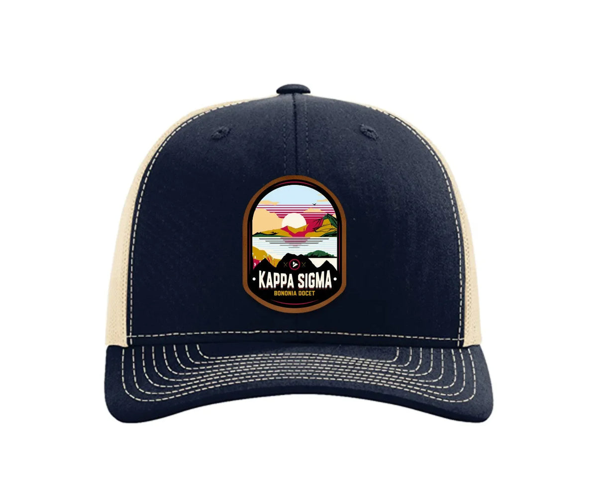Kappa Sigma Richardson 112 UV Print Leatherette Patch Trucker Hat - Ventura Navy Trucker Hat