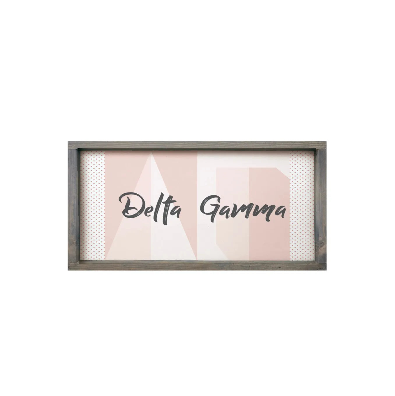 Delta Gamma 12x24 Pink Stylized Greek Letters Wood Framed Sign Weathered Gray Wall Art & Signs