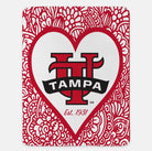 University of Tampa Blanket XL 60x80 Red Mandala Heart Throw Blankets