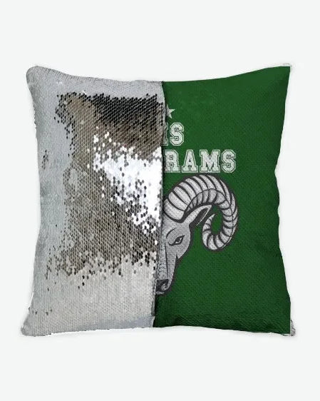 PHS Lady Rams Sequin Pillow Cover Green Silver Pillow Covers