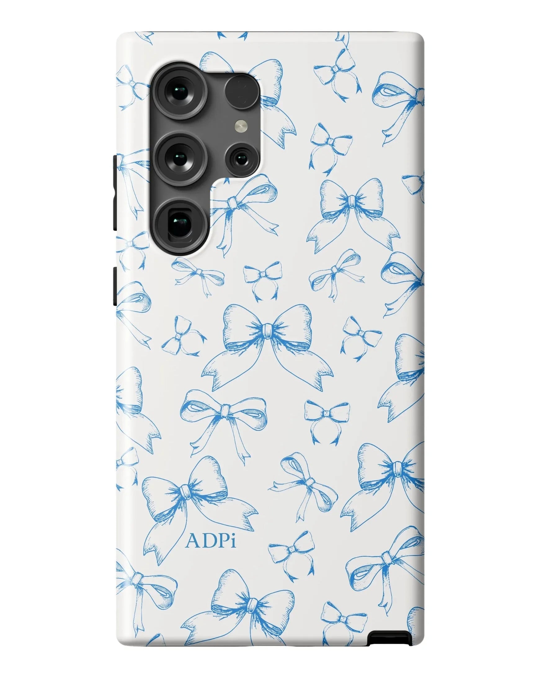 Alpha Delta Pi Samsung Galaxy 24, 23 Mobile Phone Case - Blue Bows Matte Mobile Phone Cases