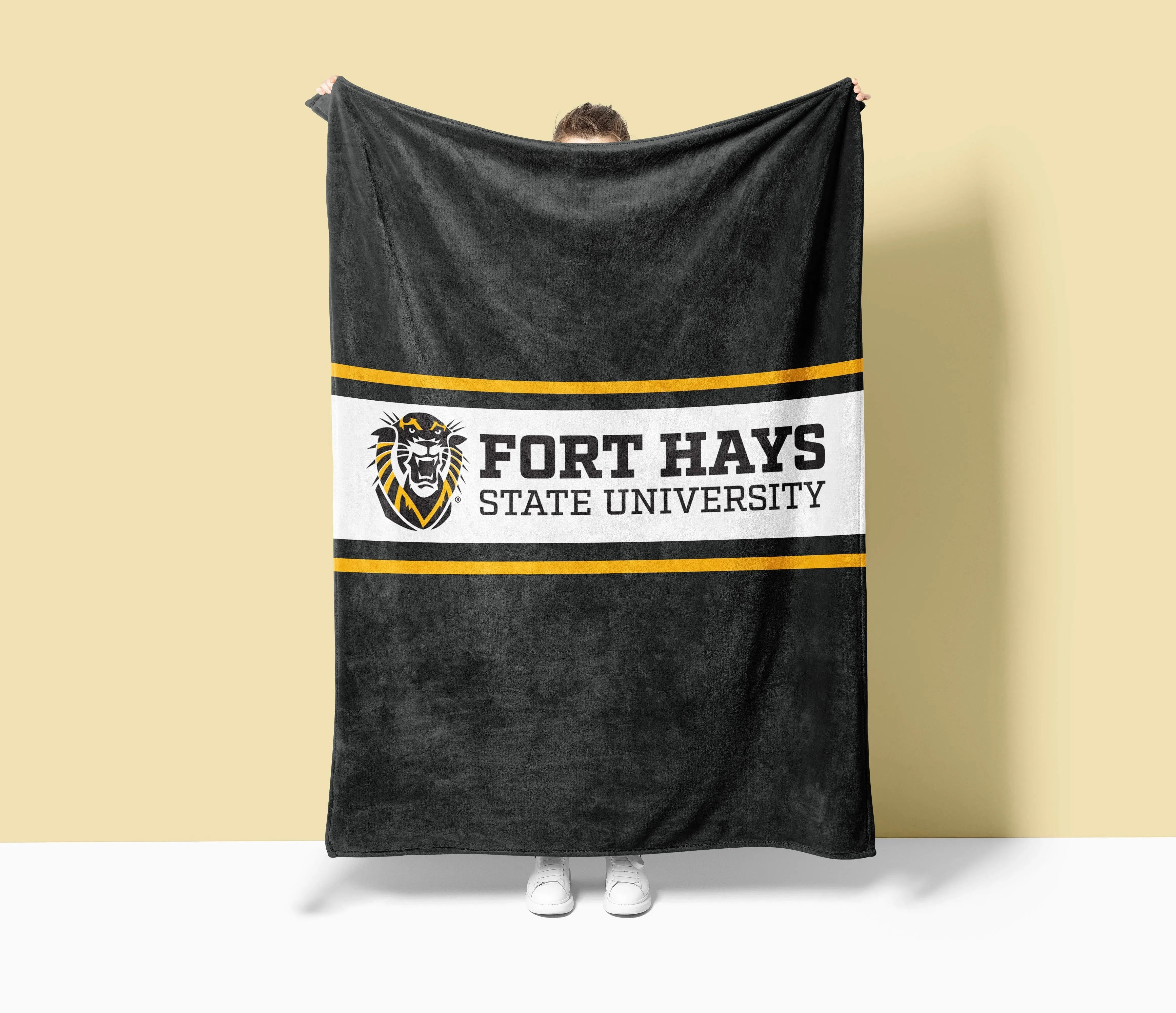 Fort Hays State University XL 60x80 Traditional Sherpa Throw Blanket Throw Blankets