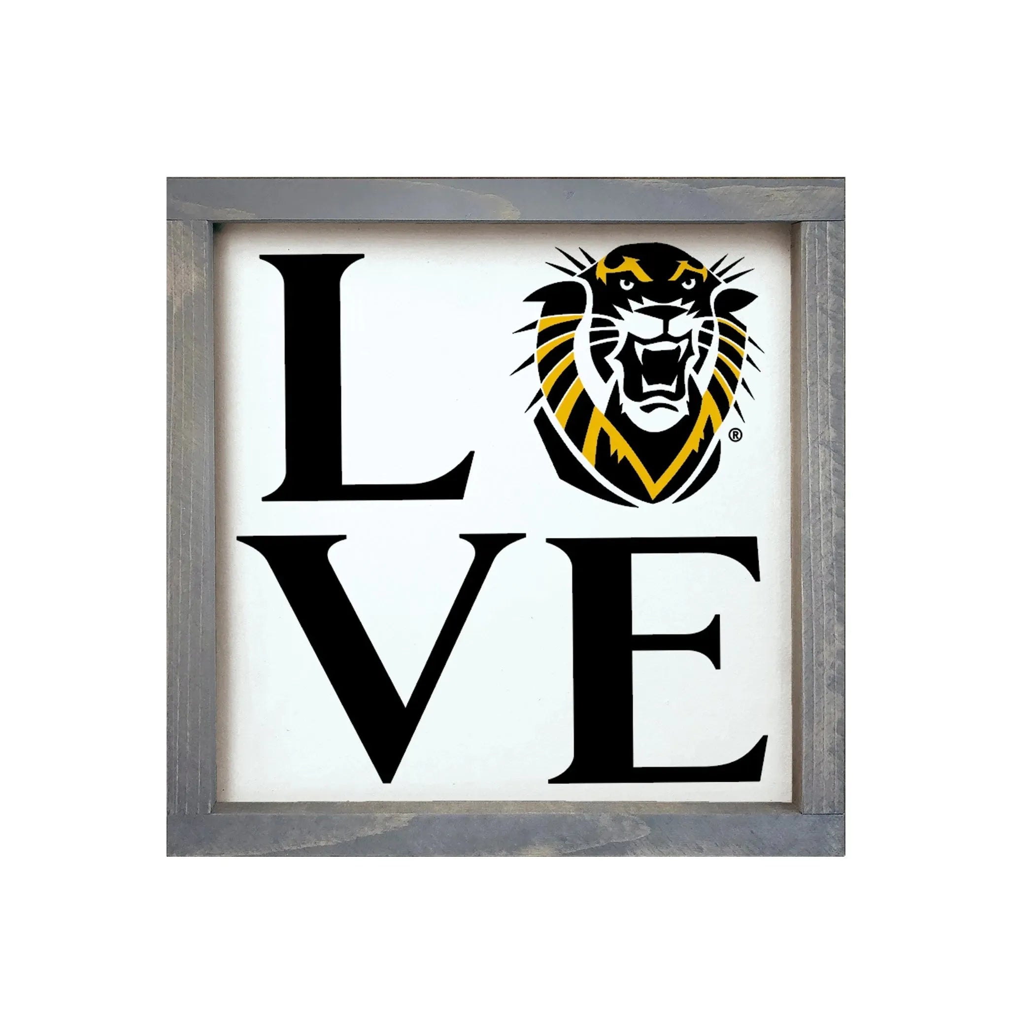 Fort Hays State University 12x12 "LOVE" Wood Framed Sign Weathered Gray Wall Art & Signs