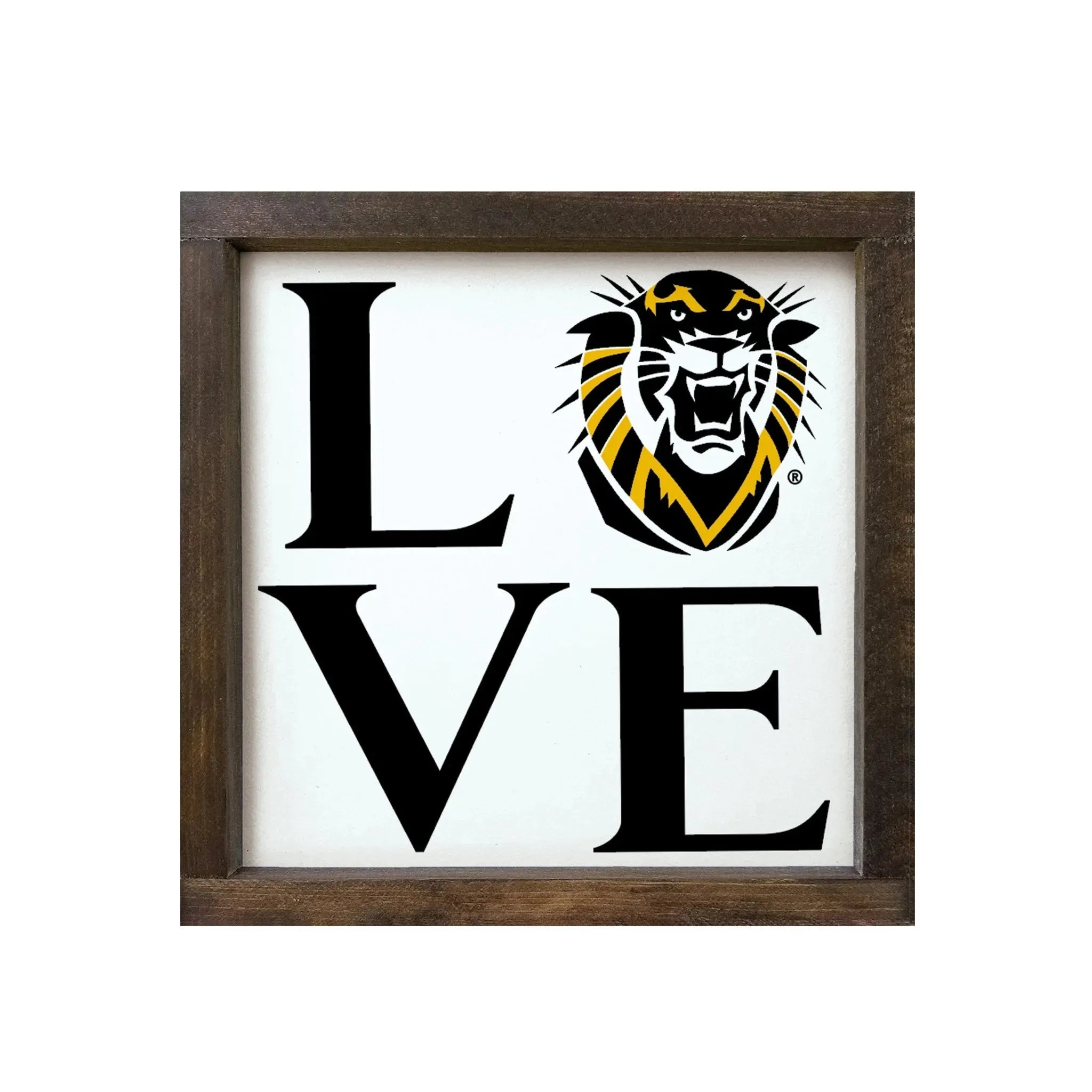 Fort Hays State University 12x12 "LOVE" Wood Framed Sign Walnut Stain Wall Art & Signs