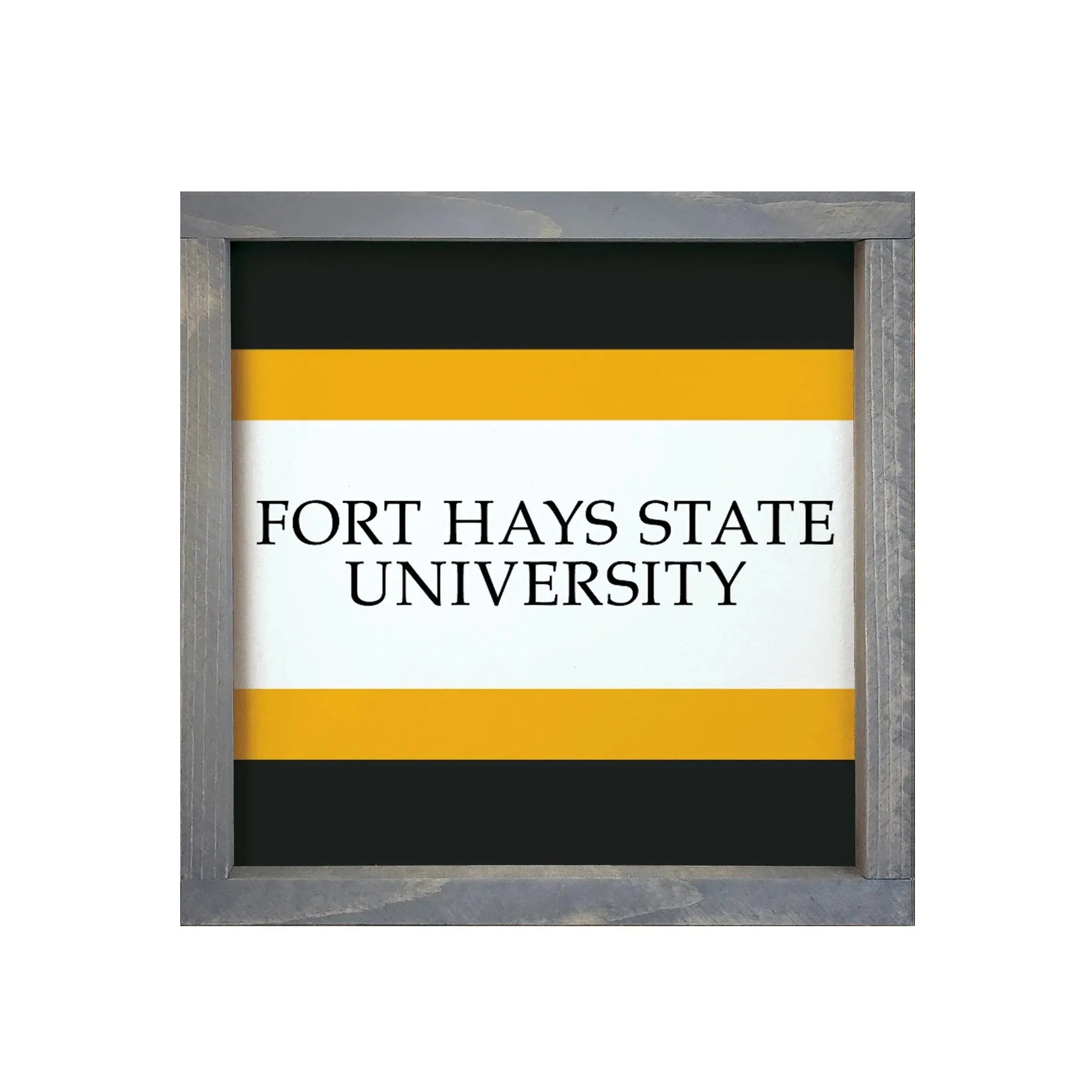 Fort Hays State University 12x12 Wood Framed Sign - Stripes Weathered Gray Wall Art & Signs