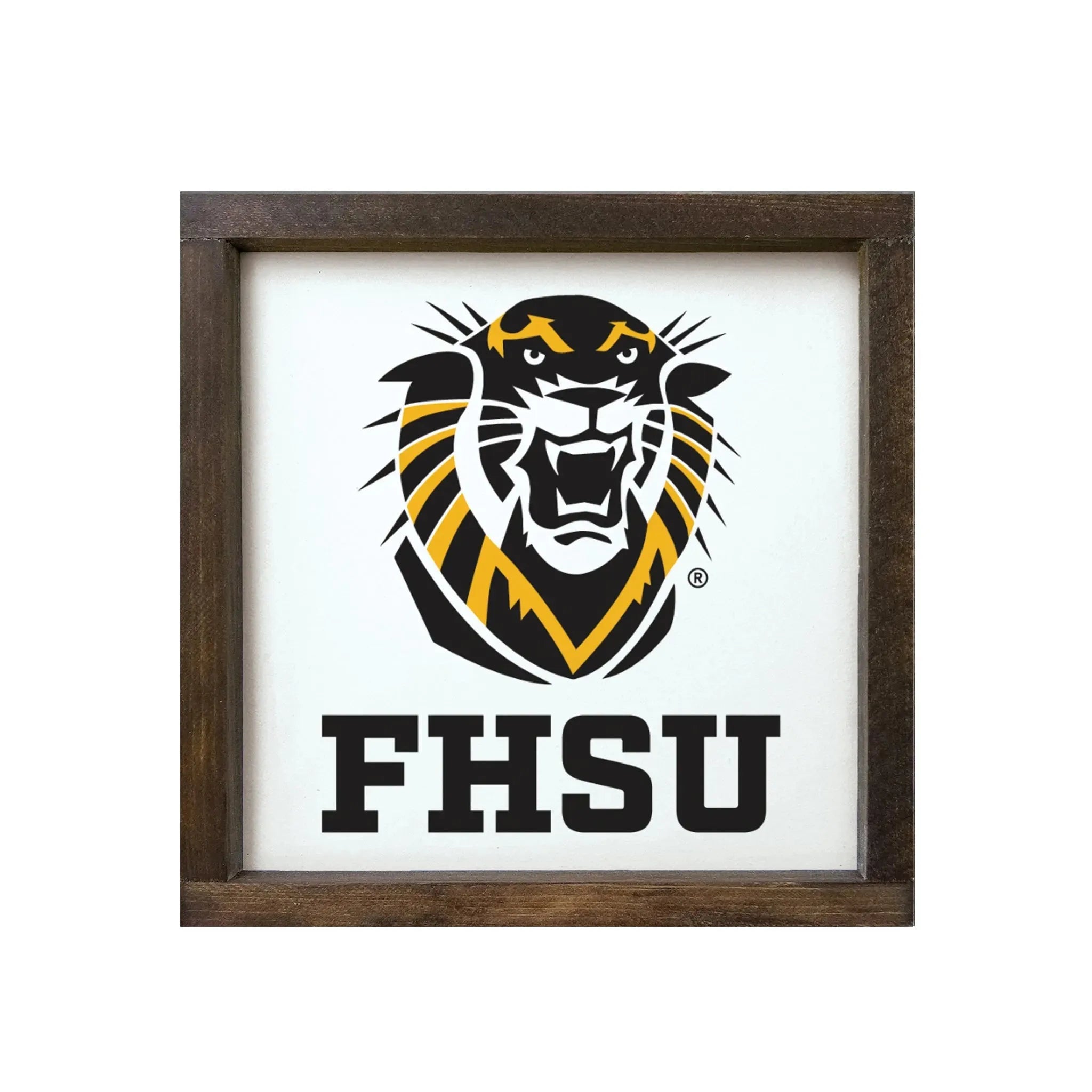 FHSU 12x12 Traditional Wood Framed Sign Walnut Stain Wall Art & Signs