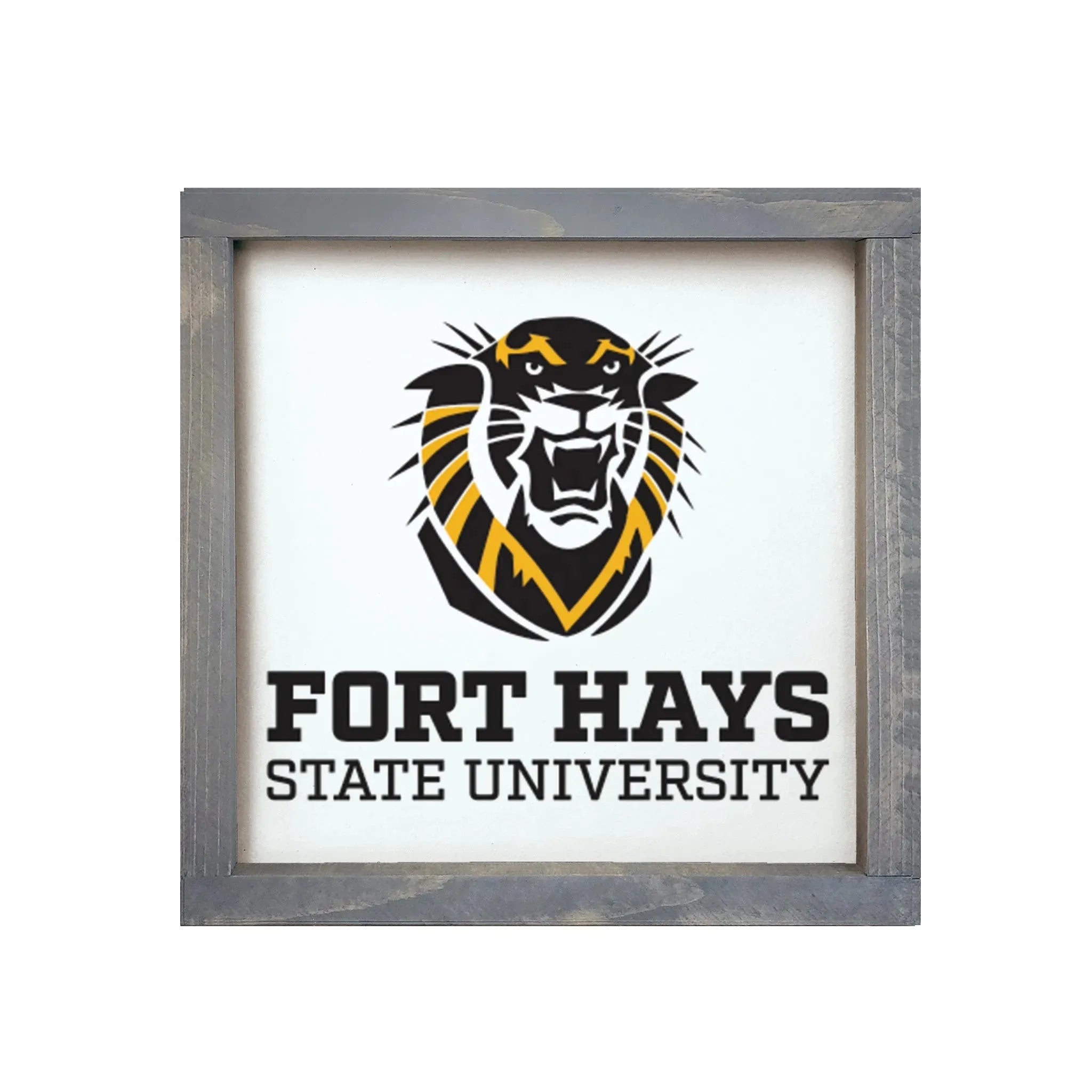 Fort Hays State University 12x12 Traditional Wood Framed Sign White Weathered Gray Wall Art & Signs
