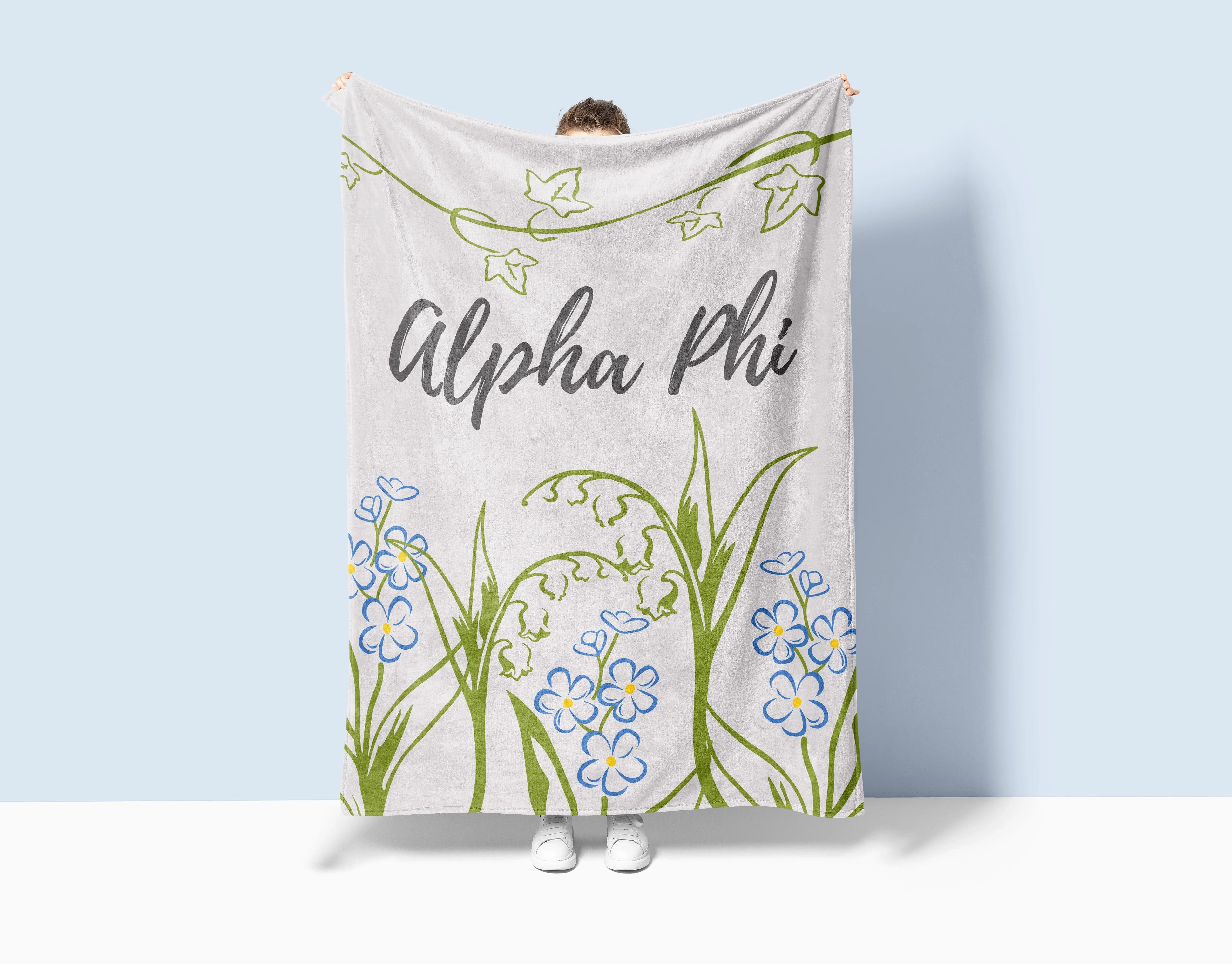 Field of Lillies Alpha Phi XL 60x80 Sherpa Blanket