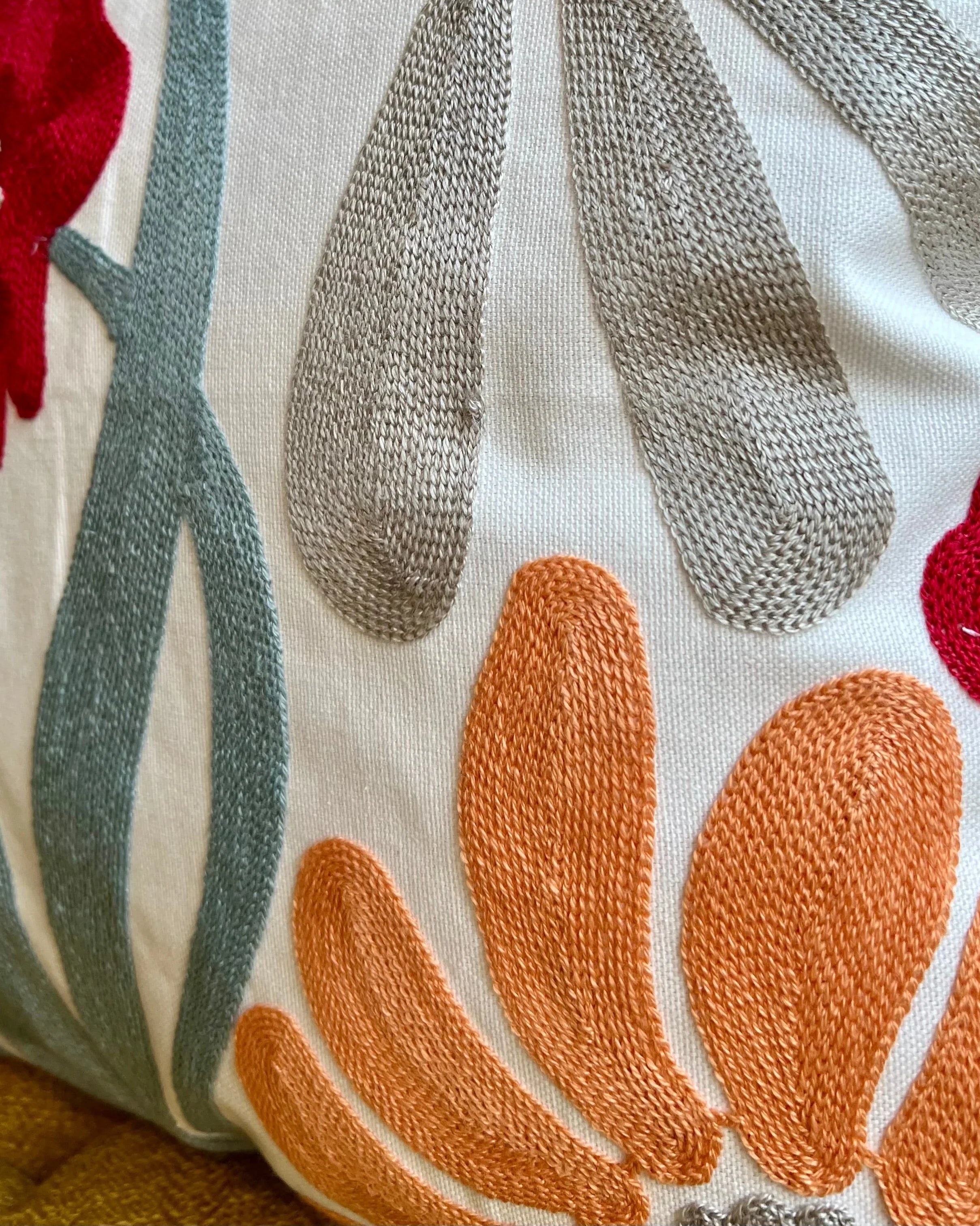 Floral Watercolor Embroidered Throw Pillow Cover | Dorm Decor