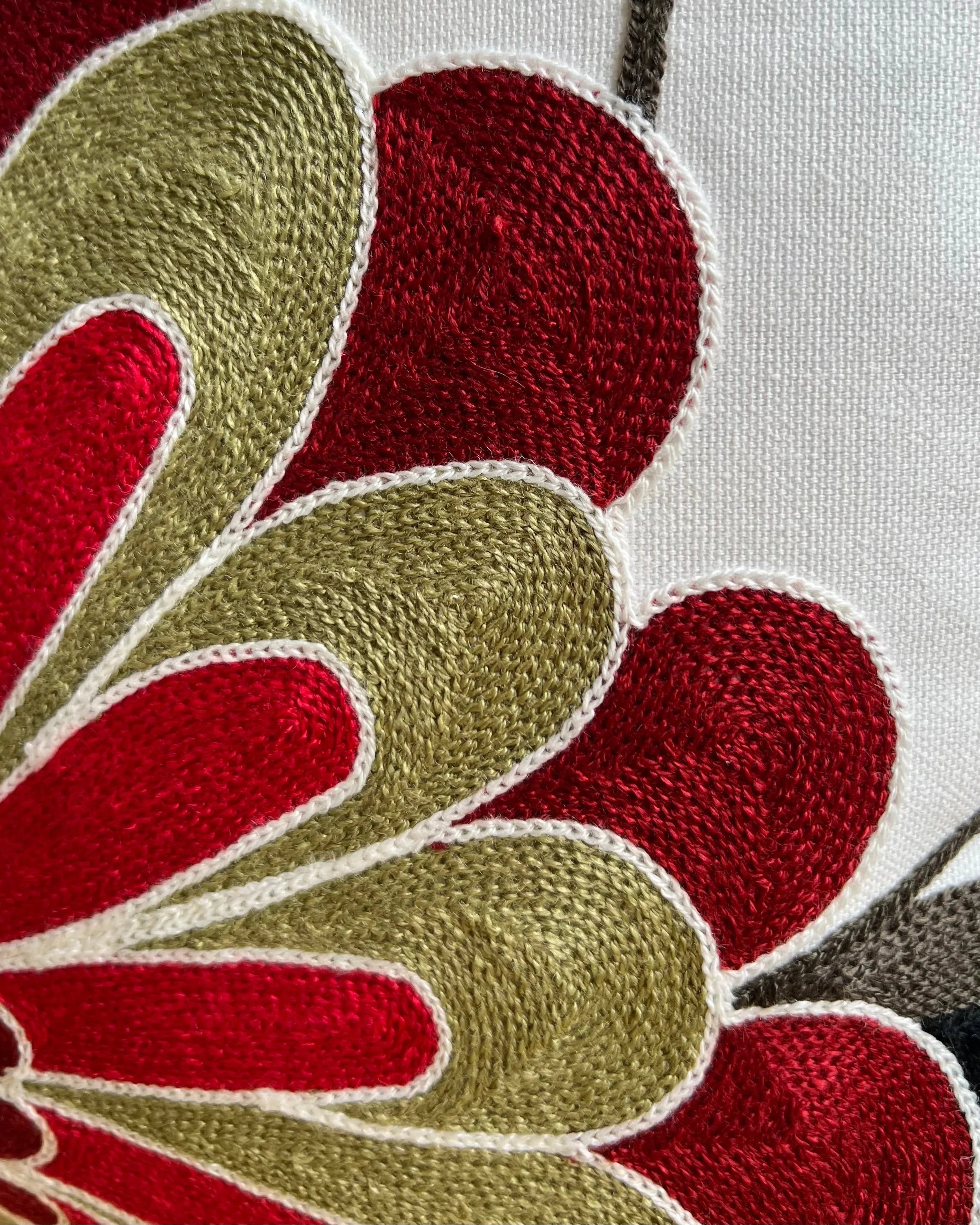Folk Blooms Embroidered Throw Pillow Cover | Dorm Decor