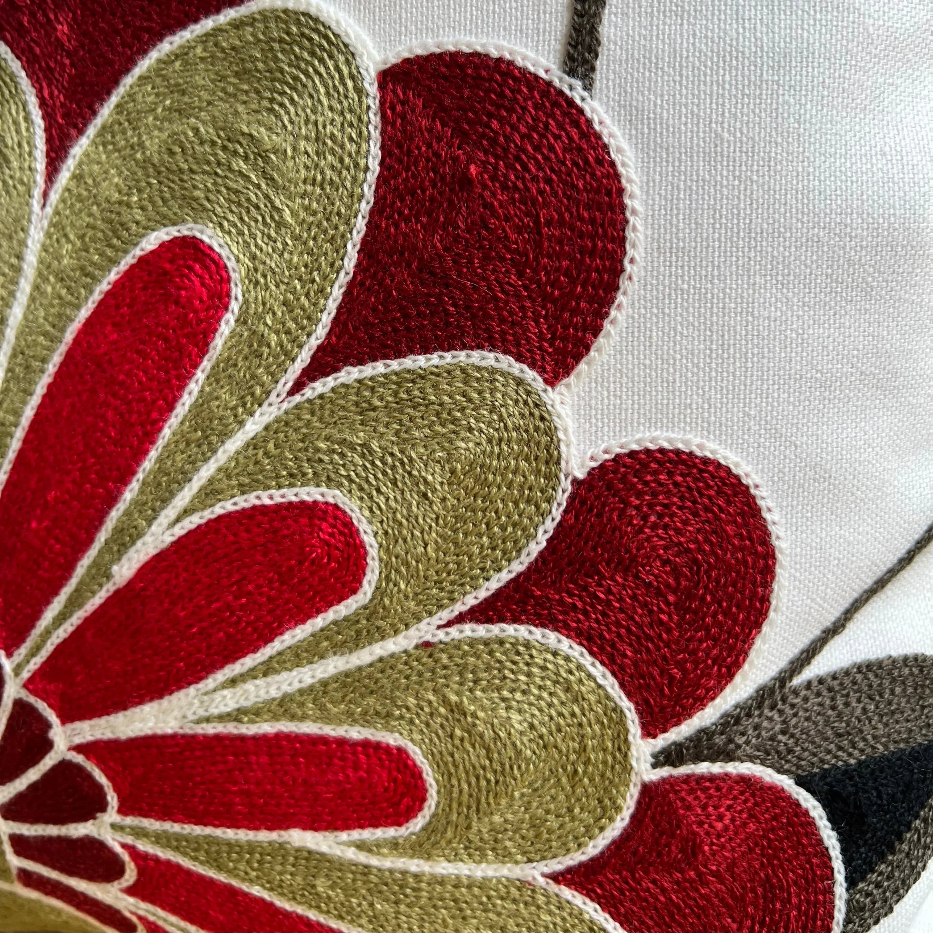 Folk Blooms Embroidered Throw Pillow Cover | Dorm Decor