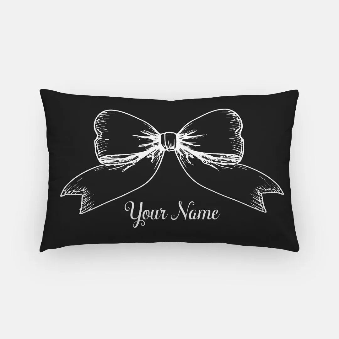 Personalized Bow Lumbar Pillow Cover Black Pillow Covers