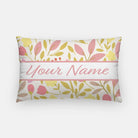 Personalized Flat Leaf Floral Lumbar Pillow Cover Pink Throw Pillows