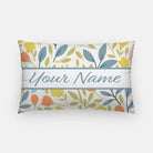 Personalized Flat Leaf Floral Lumbar Pillow Cover Blue Throw Pillows