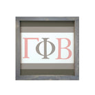 Gamma Phi Beta 12x12 Wood Framed Sign - Greek Letters Stripes Weathered Gray Wall Art & Signs