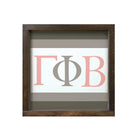 Gamma Phi Beta 12x12 Wood Framed Sign - Greek Letters Stripes Walnut Stain Wall Art & Signs