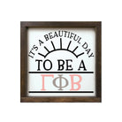 Gamma Phi Beta 12x12 Wood Framed Sign - Beautiful Day Walnut Stain Wall Art & Signs
