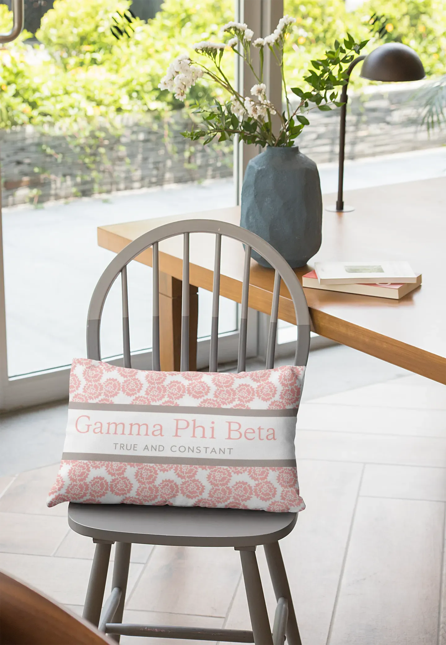 Gamma Phi Beta Blush Carnation Lumbar Pillow Cover Pillow Covers