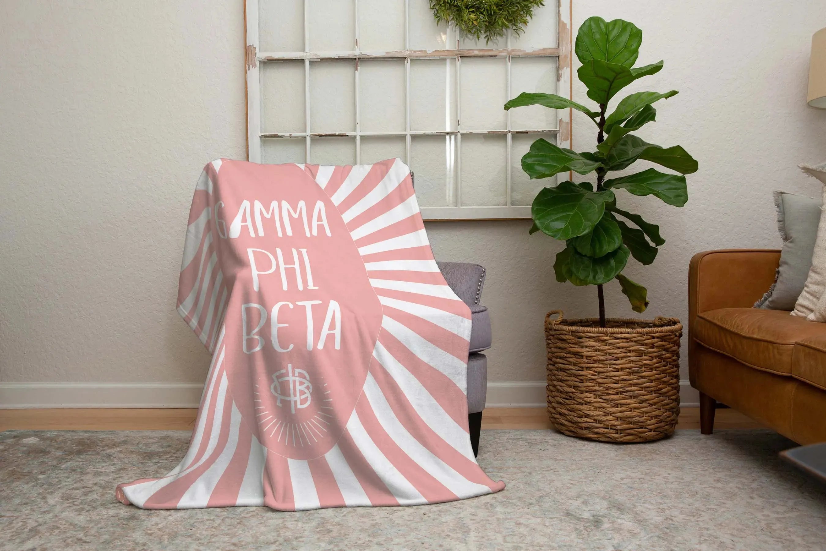 Gamma Phi Beta XL 60x80 Sherpa Throw Blanket -Starburst Throw Blankets