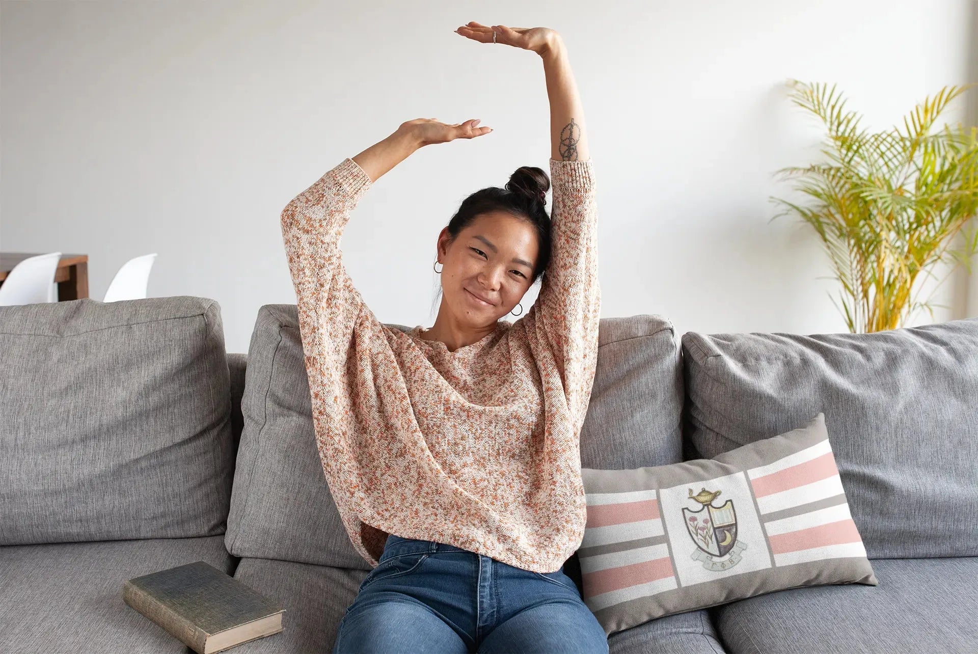 Gamma Phi Beta Striped Lumbar Pillow Cover - Crest Pillow Covers