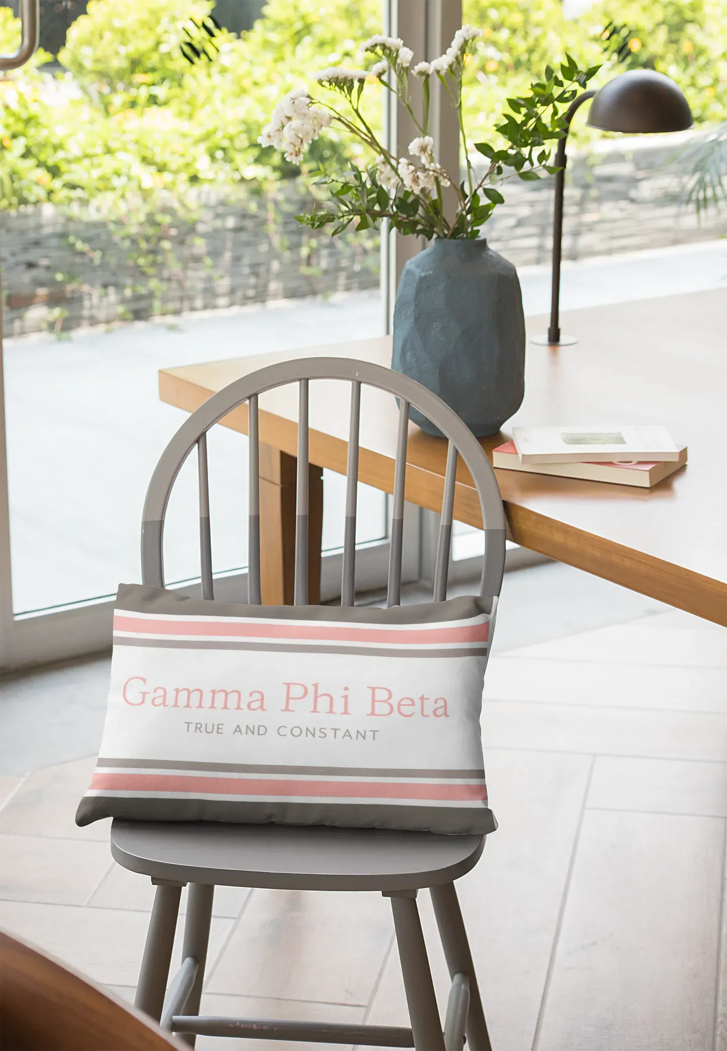 Gamma Phi Beta Lumbar Pillow Cover - Stripes Pillow Covers