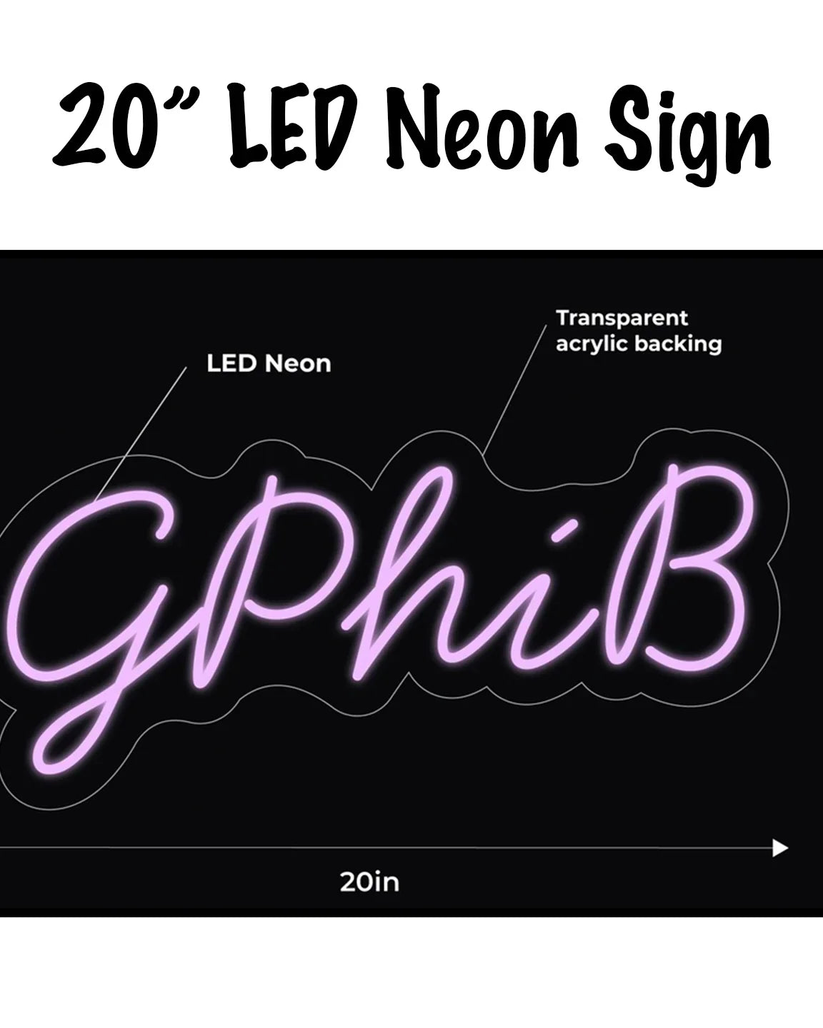 GPhiB LED Neon Script Sign w/ Dimmer Neon Signs