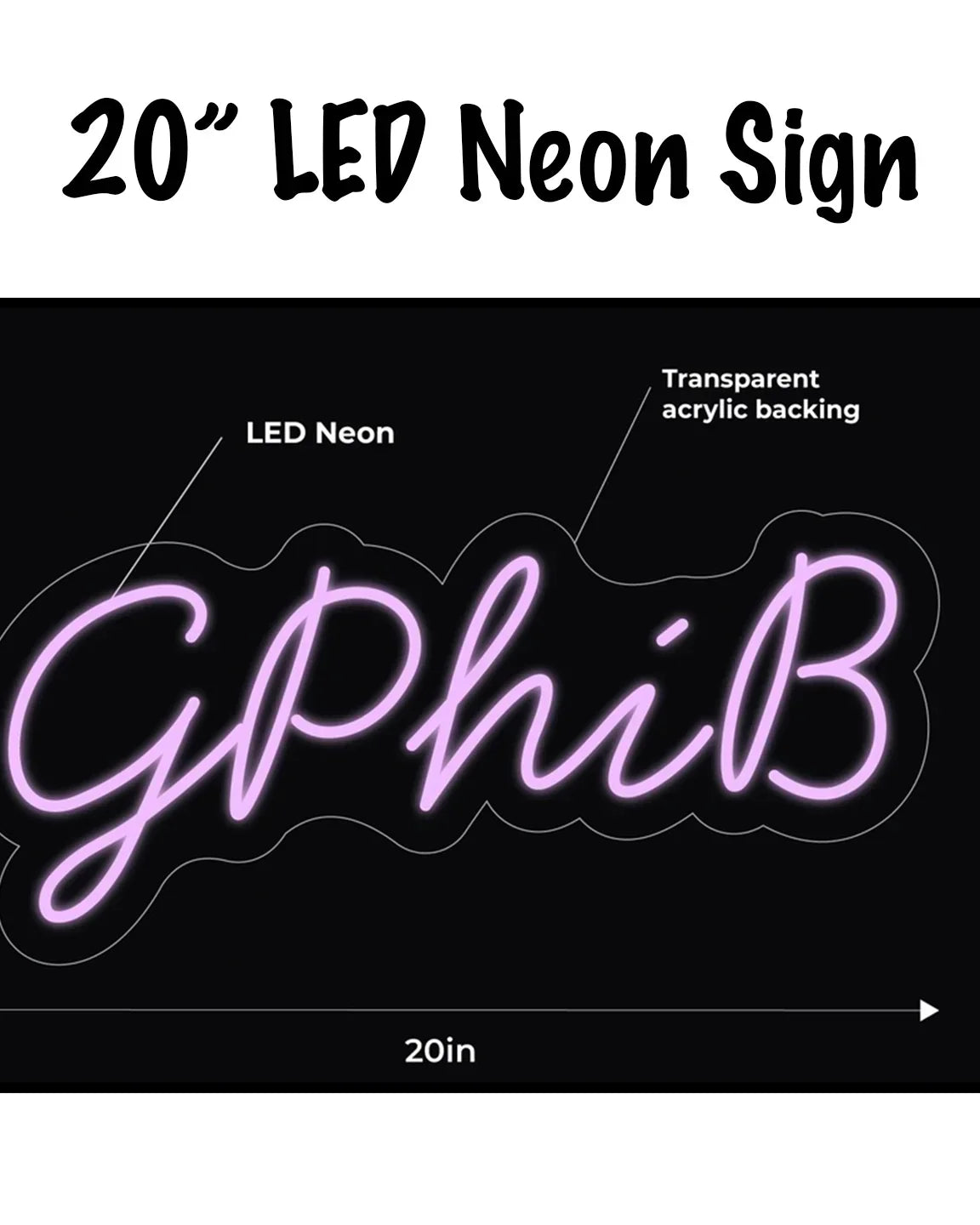 GPhiB LED Neon Script Sign w/ Dimmer Neon Signs
