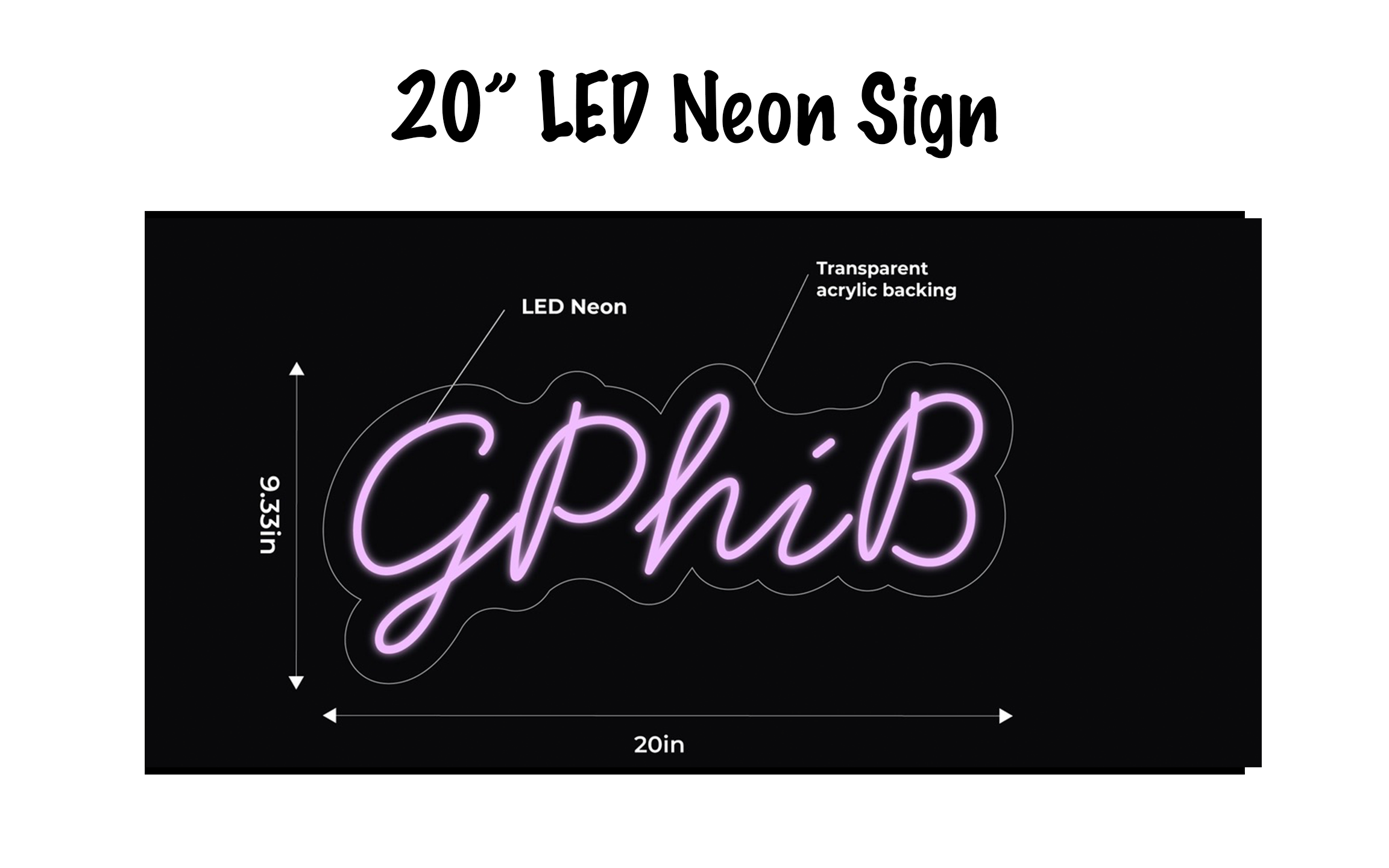 GPhiB LED Neon Script Sign w/ Dimmer Neon Signs