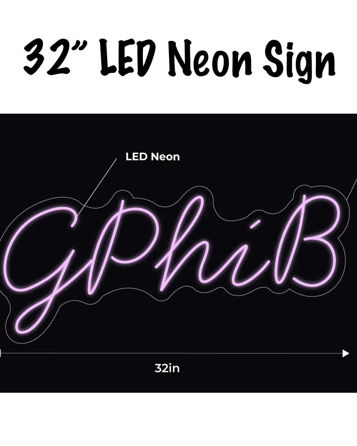 GPhiB LED Neon Script Sign w/ Dimmer Neon Signs
