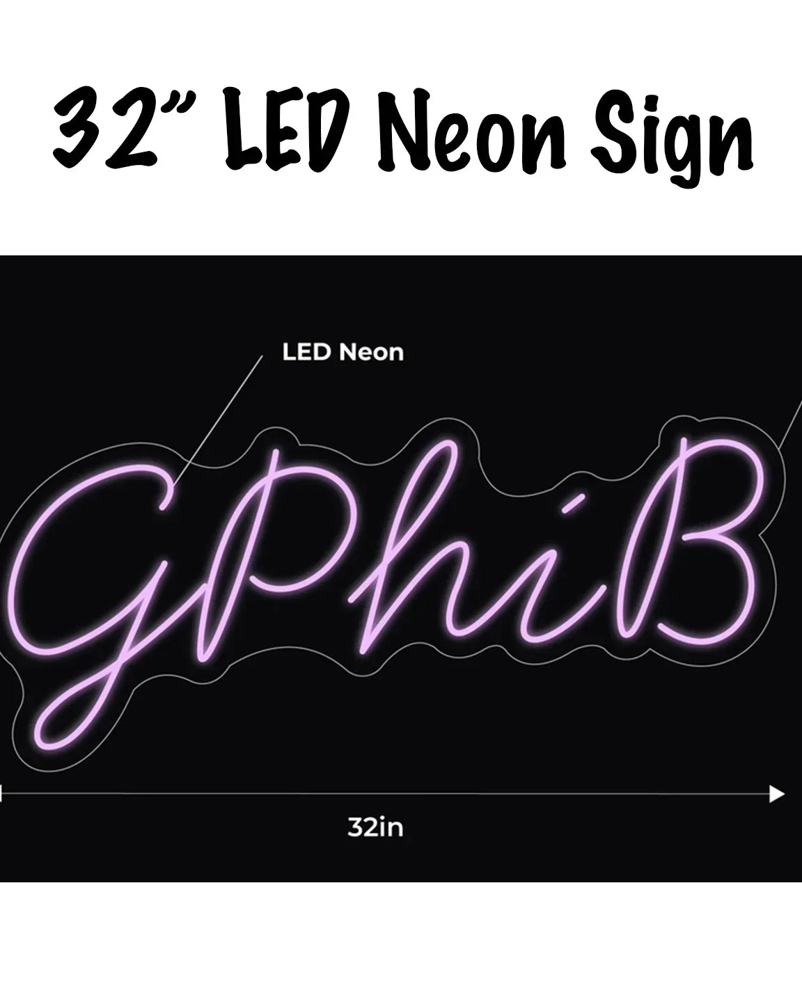 GPhiB LED Neon Script Sign w/ Dimmer Neon Signs