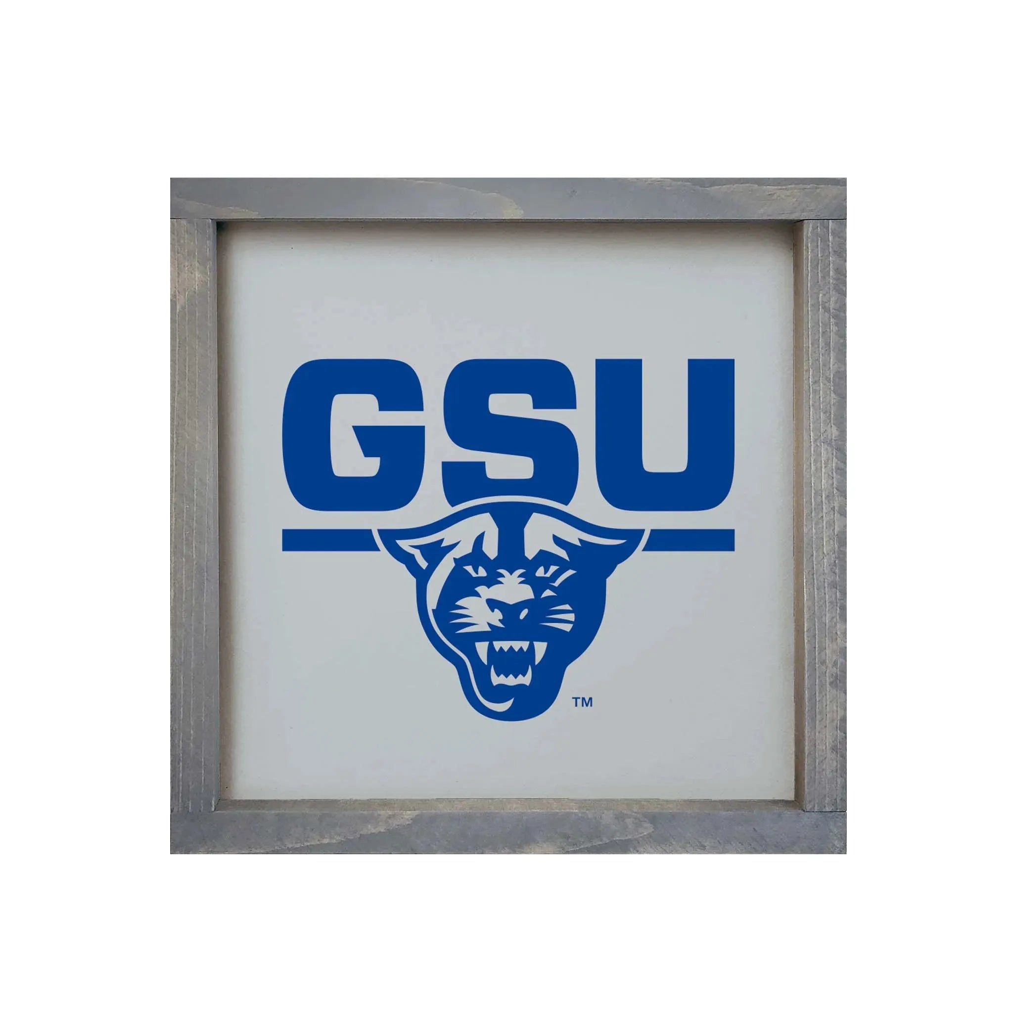GSU 12x12 Wood Framed Sign - Gray Weathered Gray Wall Art & Signs