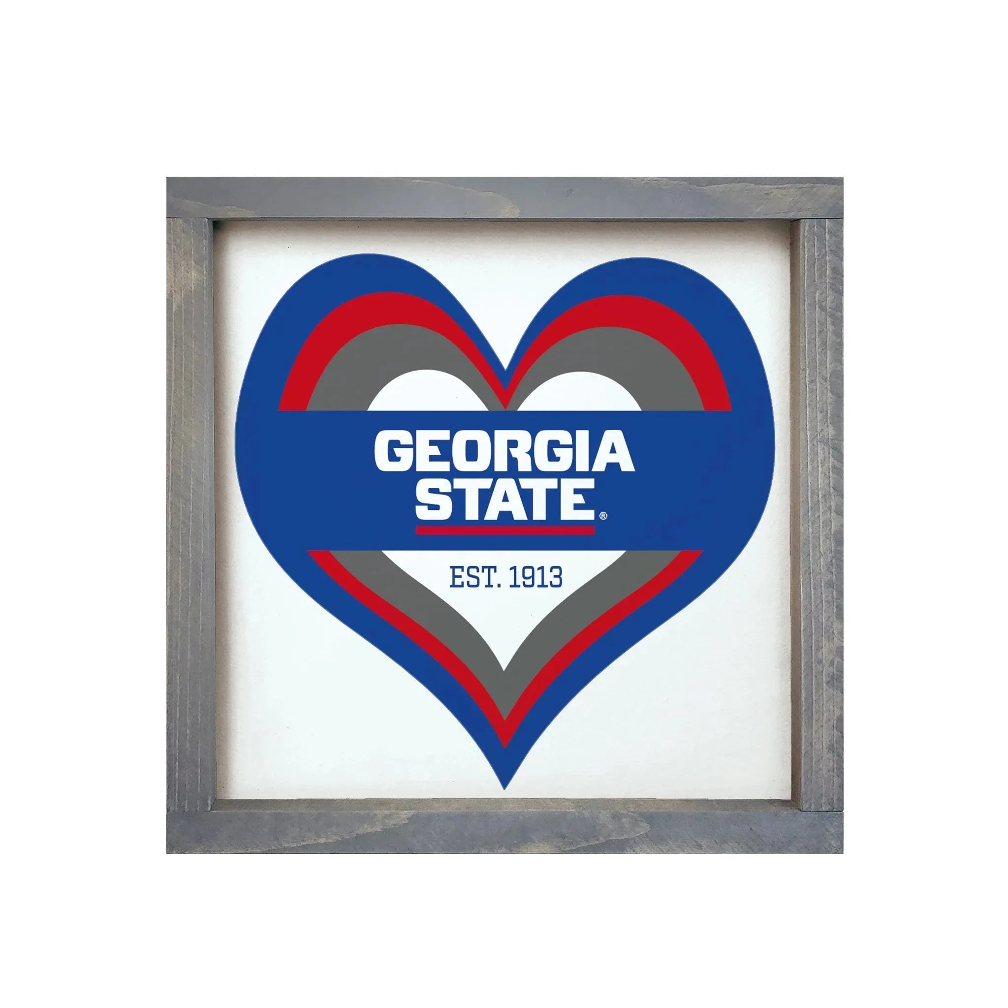 Georgia State 12x12 Wood Framed Sign - Heart Weathered Gray Wall Art & Signs