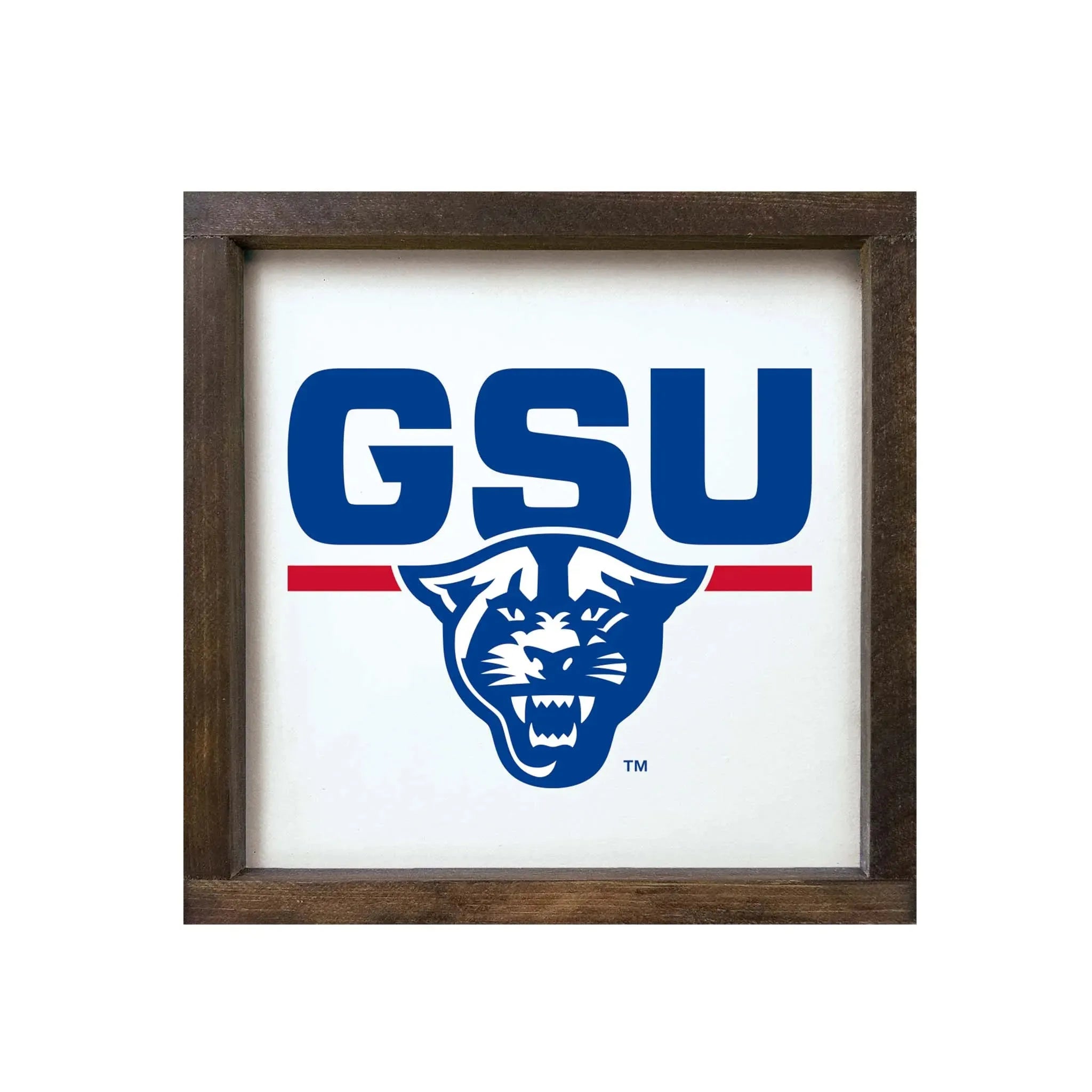 GSU 12x12 Wood Framed Sign Walnut Stain Wall Art & Signs