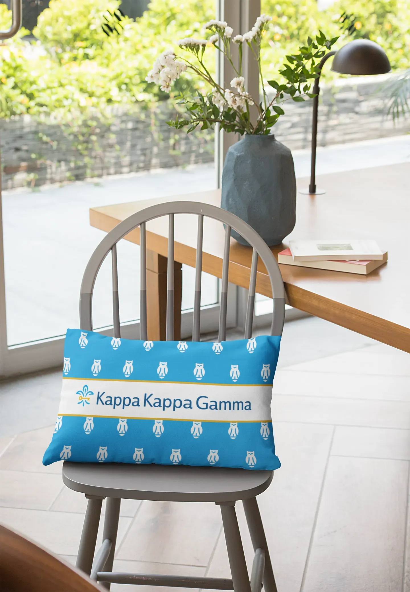 Kappa Kappa Gamma Lumbar Pillow Cover - Owl Pattern Pillow Covers