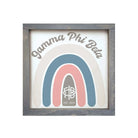 Gamma Phi Beta 12x12 Rainbow Wood Framed Sign - Rainbow Weathered Gray Wall Art & Signs