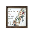 Gamma Phi Beta 12x12 Wood Framed Sign - The Right Shoes Walnut Stain Wall Art & Signs
