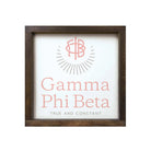 Gamma Phi Beta 12x12 Traditional Wood Framed Sign Walnut Stain Wall Art & Signs