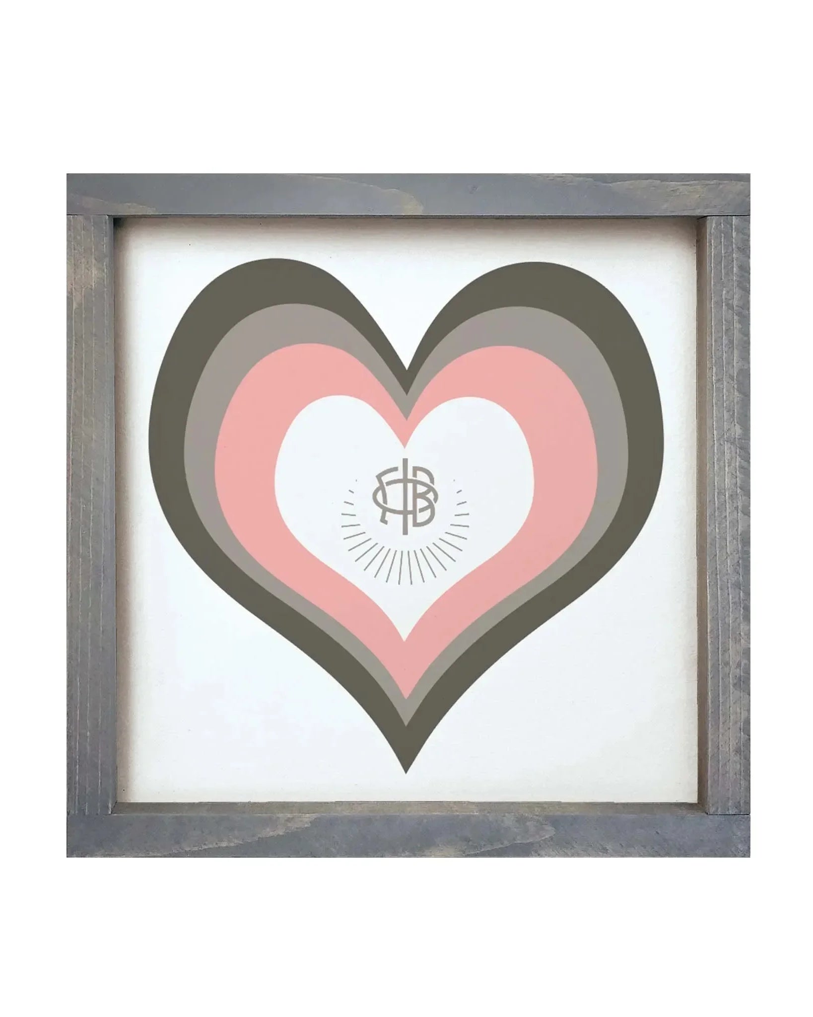 Gamma Phi Beta 12x12 Heart Wood Framed Sign Weathered Gray Wall Art & Signs