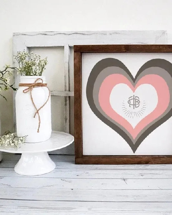 Gamma Phi Beta 12x12 Heart Wood Framed Sign Wall Art & Signs