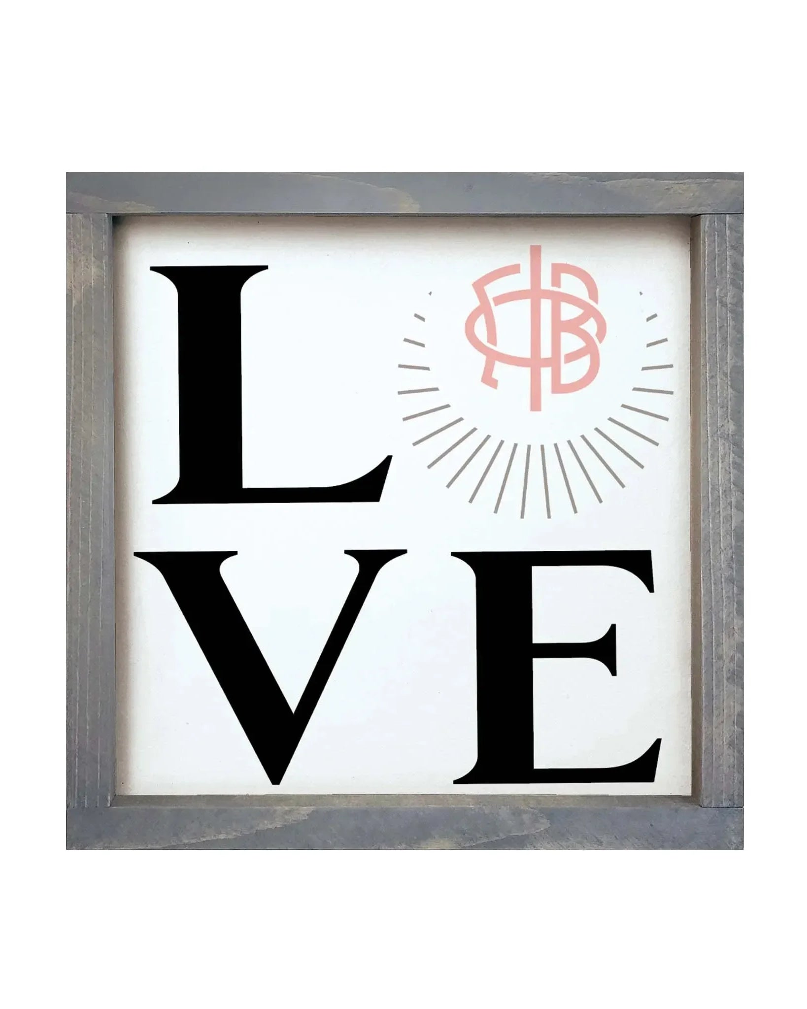 Gamma Phi Beta 12x12 "LOVE" Wood Framed Sign Weathered Gray Wall Art & Signs