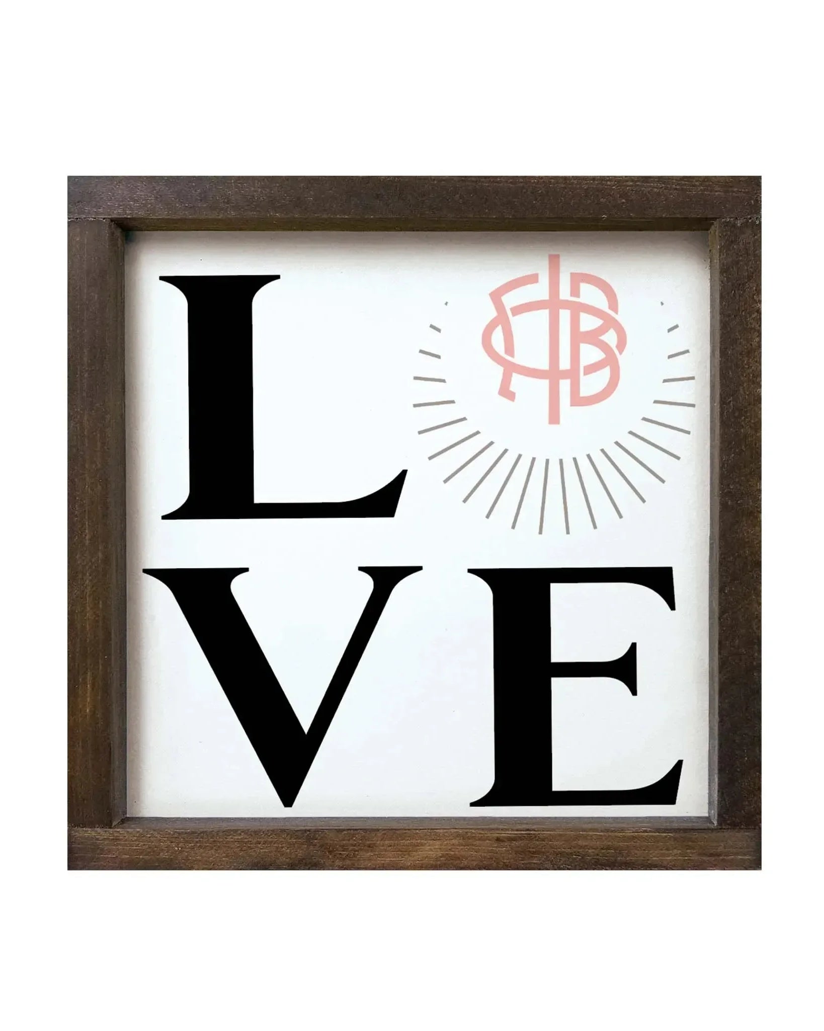 Gamma Phi Beta 12x12 "LOVE" Wood Framed Sign Walnut Stain Wall Art & Signs