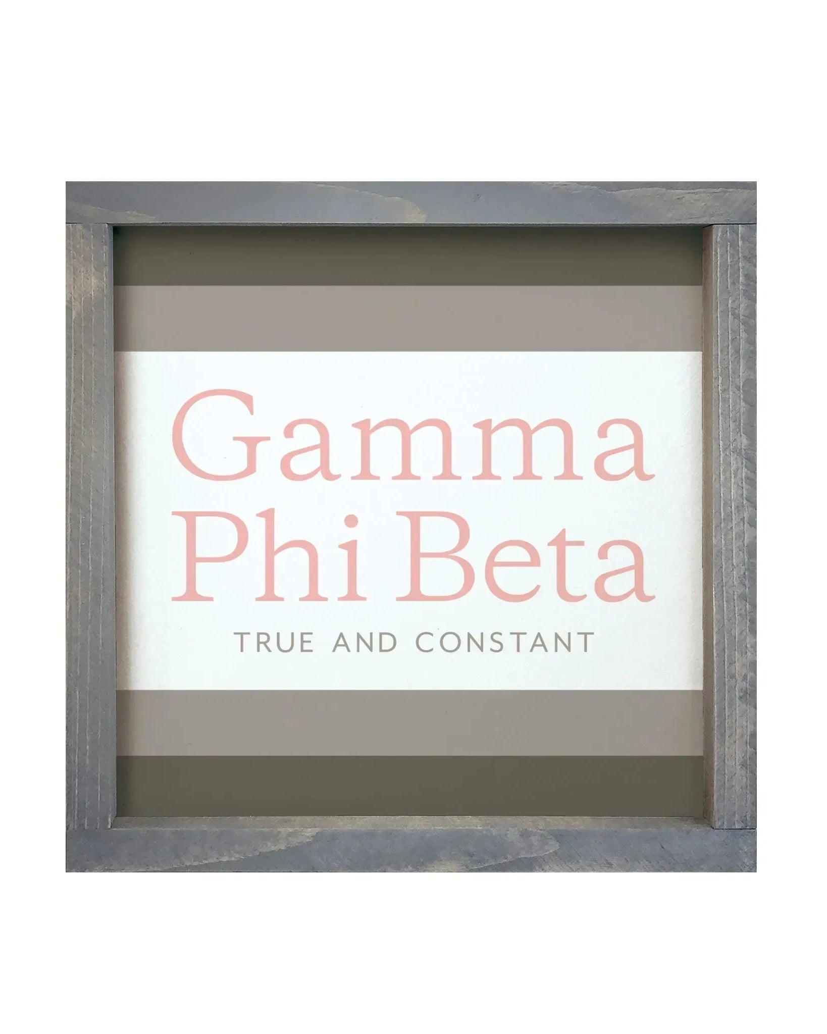 Gamma Phi Beta 12x12 Wood Framed Sign - Traditional Stripes Weathered Gray Wall Art & Signs