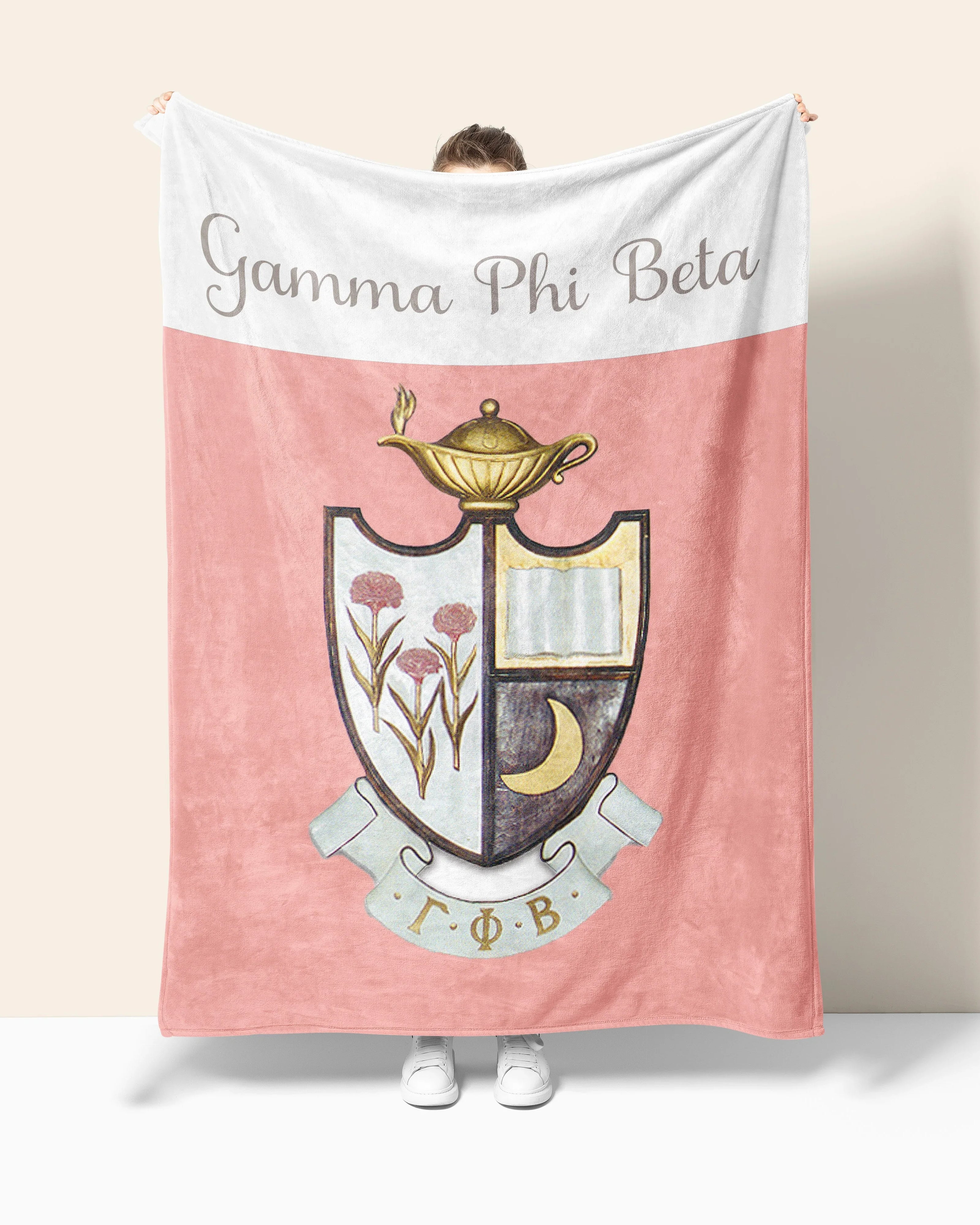 Gamma Phi Beta Blanket XL 60x80 Crest - Wide Band | GPhiB Gifts